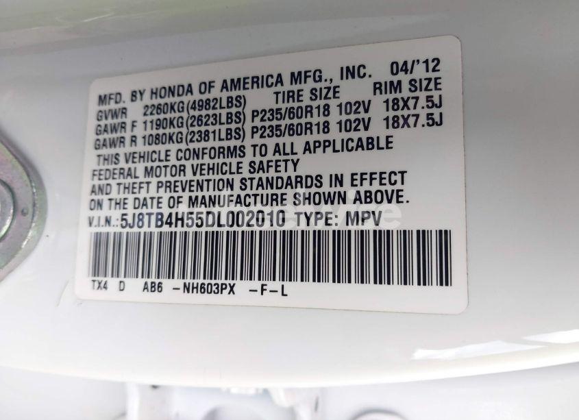 Photo 9 of 2013 Acura Rdx (VIN 5J8TB4H55DL002010)