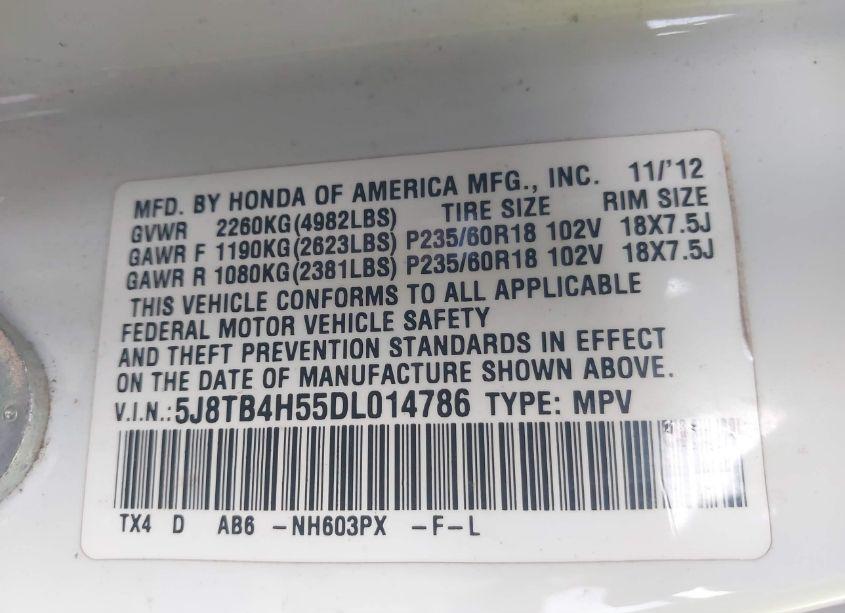 Photo 9 of 2013 Acura Rdx (VIN 5J8TB4H55DL014786)