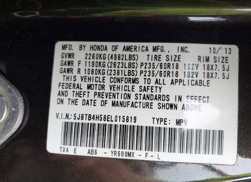 Photo 9 of 2014 Acura Rdx (VIN 5J8TB4H58EL015819)