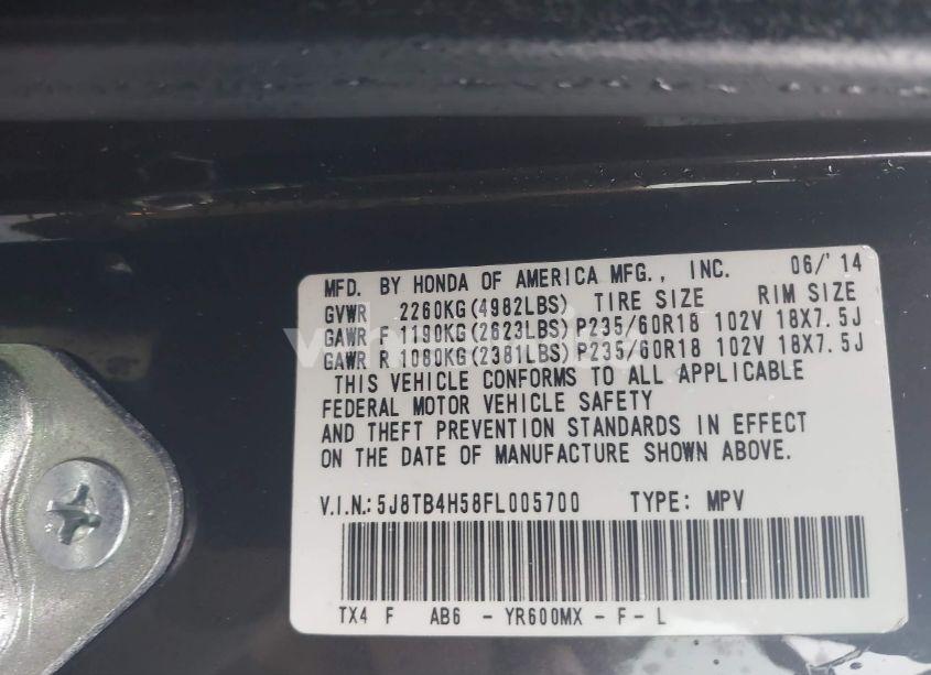 Photo 9 of 2015 Acura Rdx (VIN 5J8TB4H58FL005700)