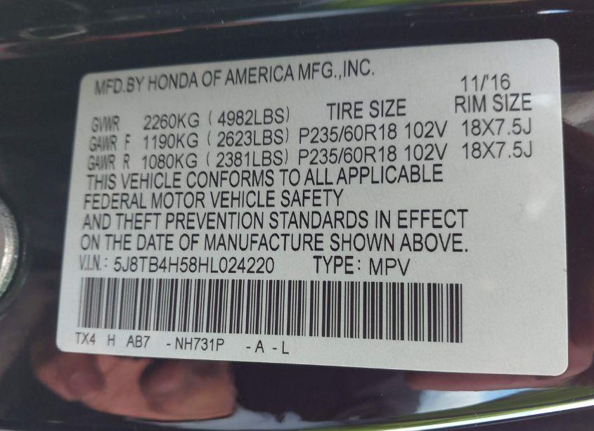 Photo 9 of 2017 Acura Rdx TECHNOLOGY ACURAWATCH PLUS PACKAGES/W/TECHNOLOGY PACKAGE (VIN 5J8TB4H58HL024220)