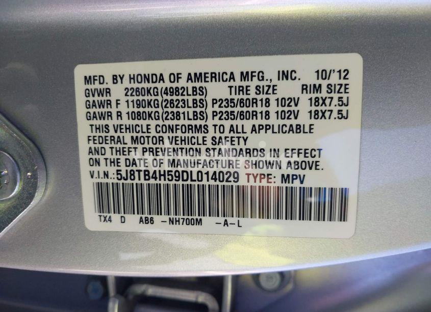 Photo 9 of 2013 Acura Rdx (VIN 5J8TB4H59DL014029)
