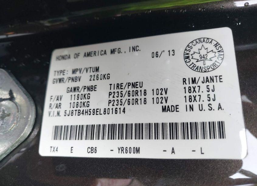 Photo 9 of 2014 Acura Rdx (VIN 5J8TB4H59EL801614)