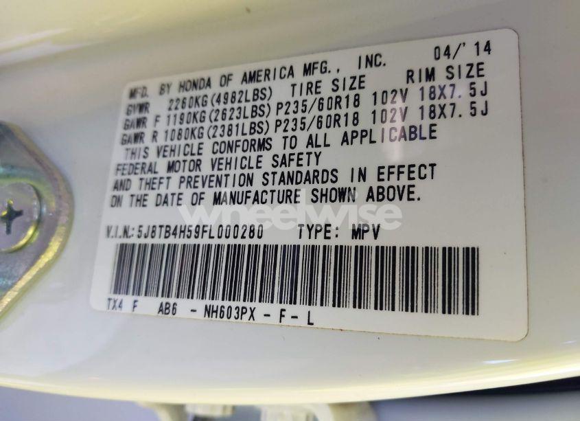 Photo 9 of 2015 Acura Rdx (VIN 5J8TB4H59FL000280)