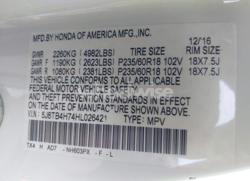 Photo 9 of 2017 Acura Rdx ADVANCE PACKAGE (VIN 5J8TB4H74HL026421)