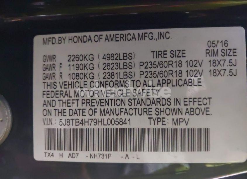 Photo 9 of 2017 Acura Rdx ADVANCE PACKAGE (VIN 5J8TB4H79HL005841)