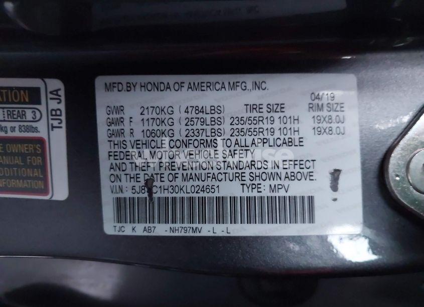 Photo 9 of 2019 Acura Rdx STANDARD (VIN 5J8TC1H30KL024651)