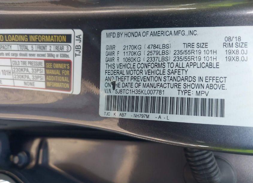 Photo 9 of 2019 Acura Rdx STANDARD (VIN 5J8TC1H35KL007781)