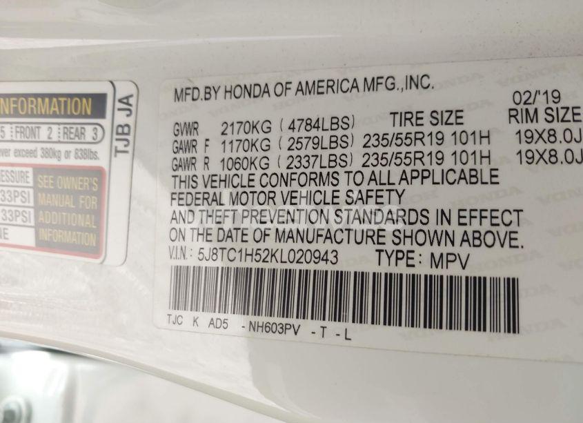 Photo 9 of 2019 Acura Rdx TECHNOLOGY PACKAGE (VIN 5J8TC1H52KL020943)