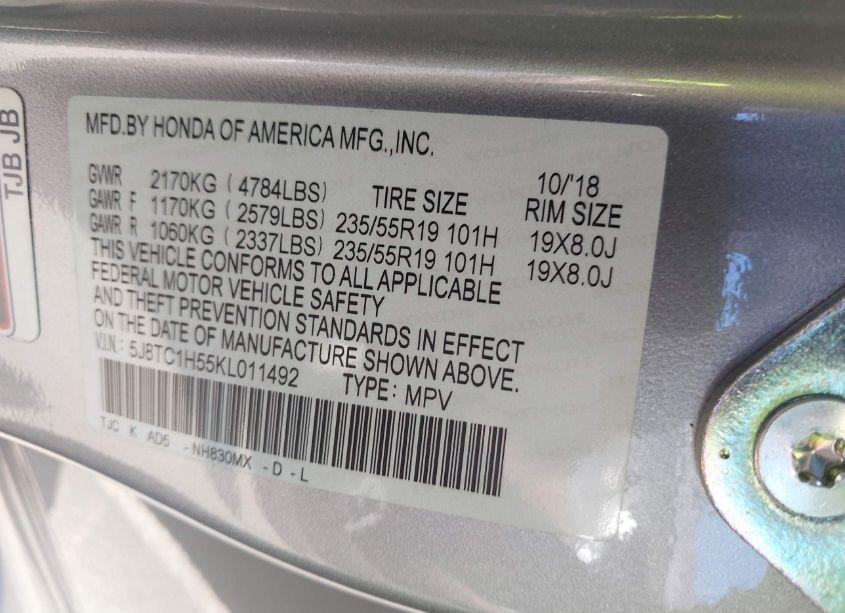 Photo 9 of 2019 Acura Rdx TECHNOLOGY PACKAGE (VIN 5J8TC1H55KL011492)