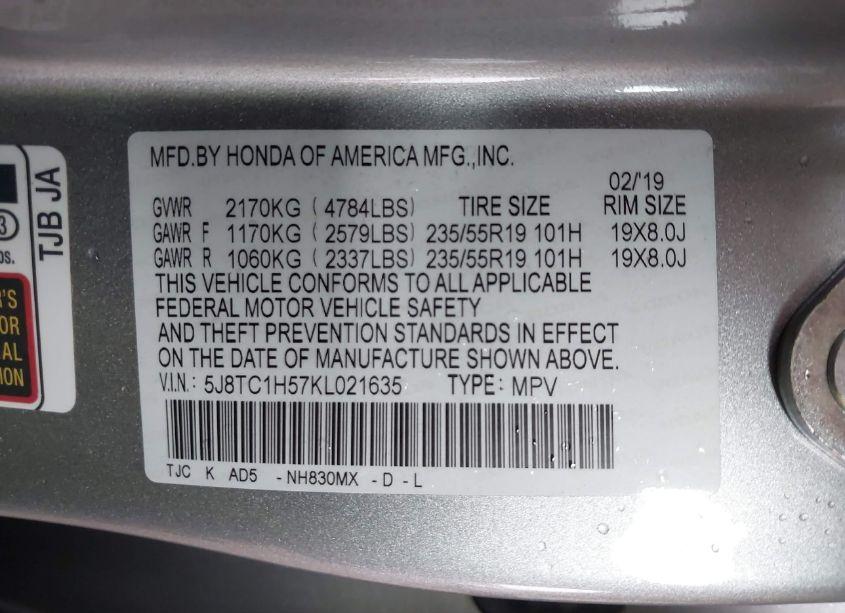 Photo 9 of 2019 Acura Rdx TECHNOLOGY PACKAGE (VIN 5J8TC1H57KL021635)