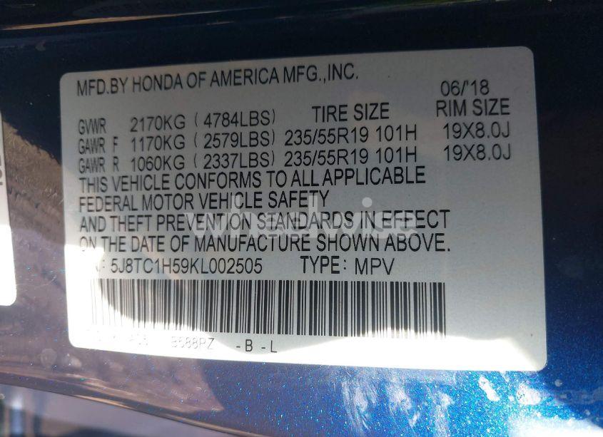 Photo 9 of 2019 Acura Rdx TECHNOLOGY PACKAGE (VIN 5J8TC1H59KL002505)