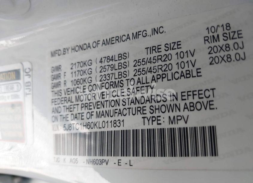 Photo 9 of 2019 Acura Rdx A-SPEC PACKAGE (VIN 5J8TC1H60KL011831)