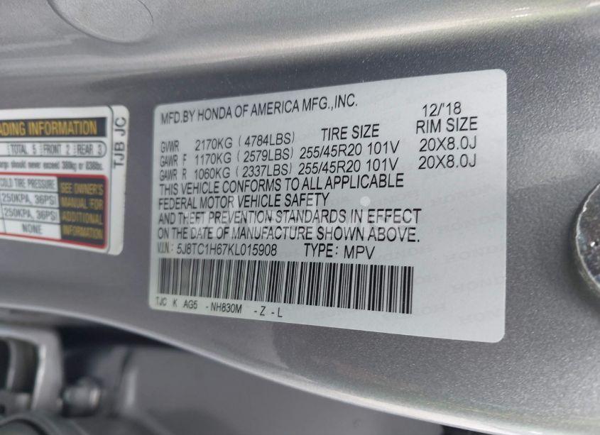 Photo 9 of 2019 Acura Rdx A-SPEC PACKAGE (VIN 5J8TC1H67KL015908)