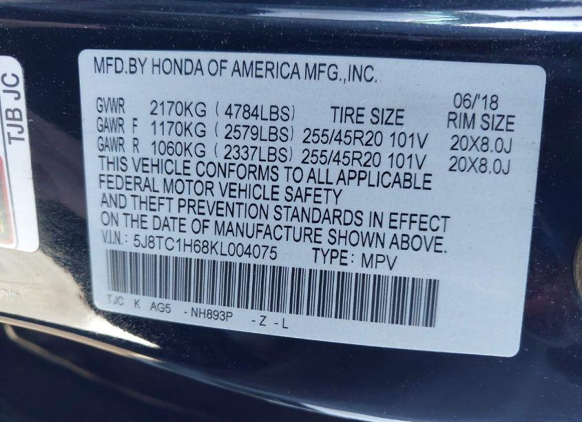 Photo 9 of 2019 Acura Rdx A-SPEC (VIN 5J8TC1H68KL004075)