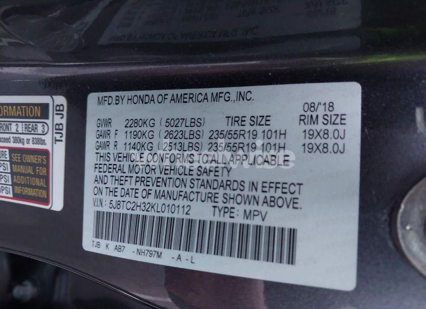 Photo 9 of 2019 Acura Rdx STANDARD (VIN 5J8TC2H32KL010112)