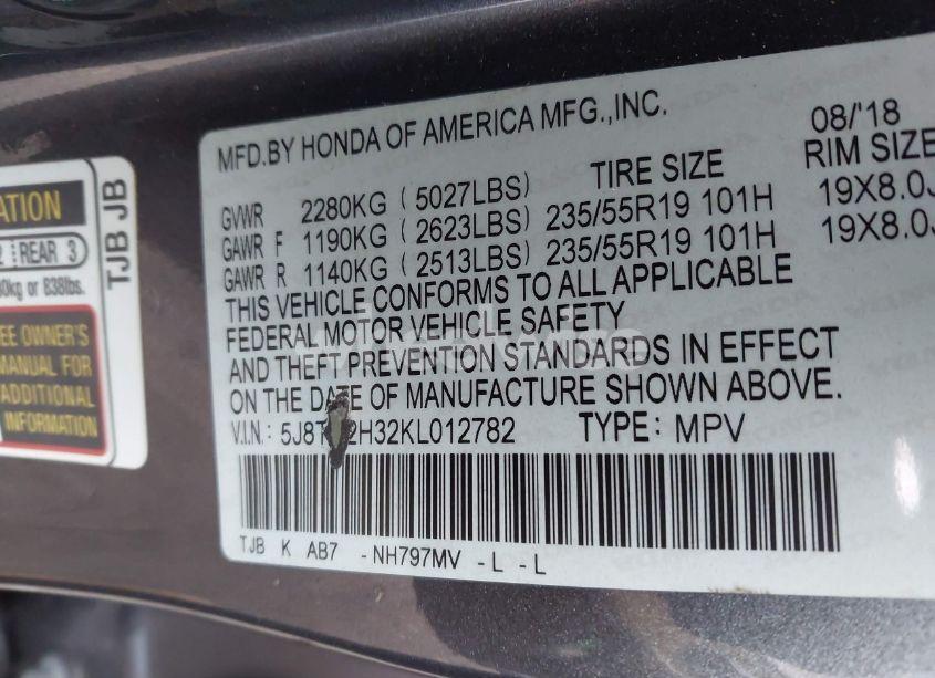 Photo 9 of 2019 Acura Rdx STANDARD (VIN 5J8TC2H32KL012782)