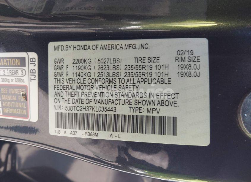 Photo 9 of 2019 Acura Rdx STANDARD (VIN 5J8TC2H37KL035443)