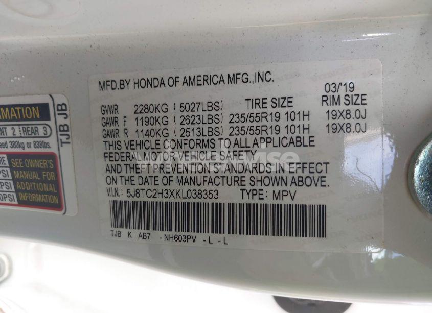 Photo 9 of 2019 Acura Rdx STANDARD (VIN 5J8TC2H3XKL038353)