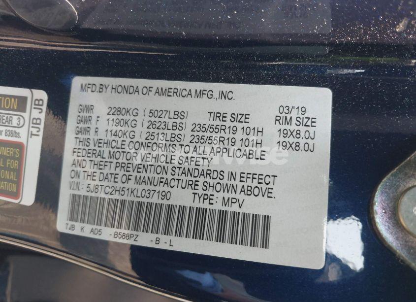 Photo 9 of 2019 Acura Rdx TECHNOLOGY PACKAGE (VIN 5J8TC2H51KL037190)