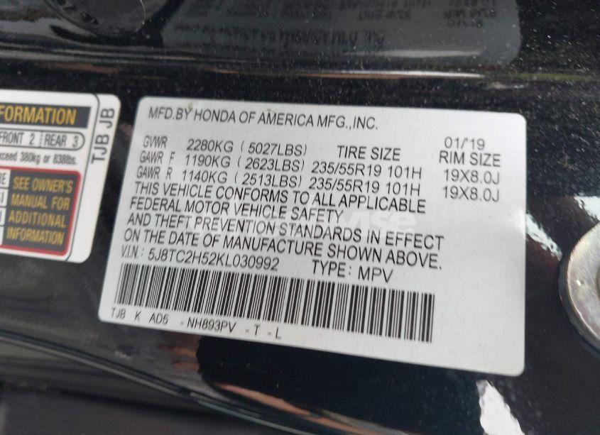 Photo 9 of 2019 Acura Rdx TECHNOLOGY PACKAGE (VIN 5J8TC2H52KL030992)