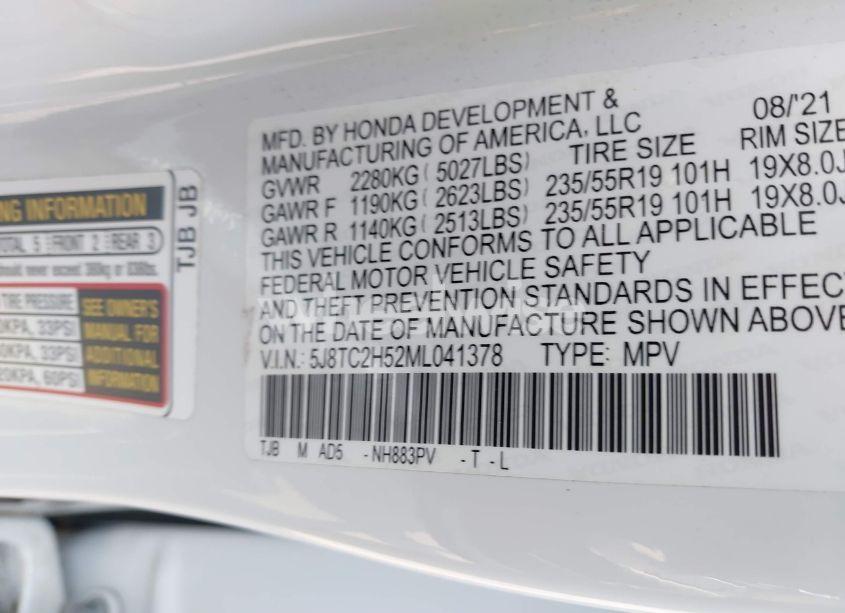 Photo 9 of 2021 Acura Rdx TECHNOLOGY PACKAGE (VIN 5J8TC2H52ML041378)