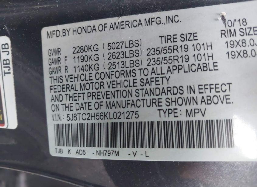 Photo 9 of 2019 Acura Rdx TECHNOLOGY PACKAGE (VIN 5J8TC2H56KL021275)