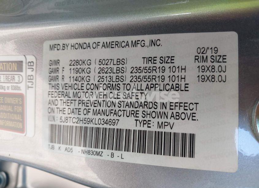 Photo 9 of 2019 Acura Rdx TECHNOLOGY PACKAGE (VIN 5J8TC2H59KL034697)