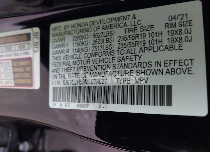 Photo 9 of 2021 Acura Rdx TECHNOLOGY PACKAGE (VIN 5J8TC2H59ML028627)