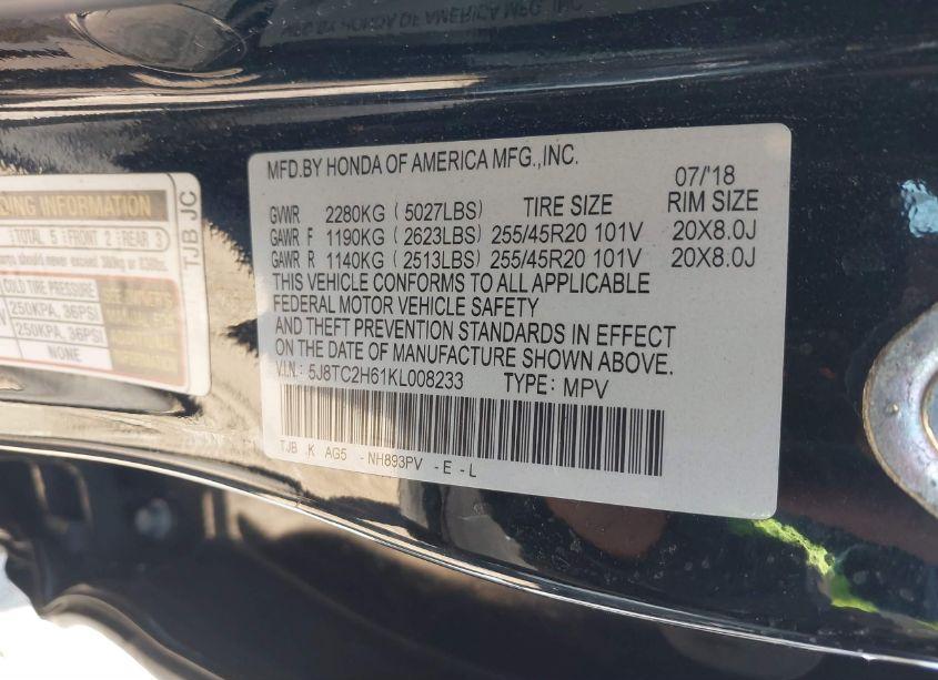 Photo 9 of 2019 Acura Rdx A-SPEC PACKAGE (VIN 5J8TC2H61KL008233)