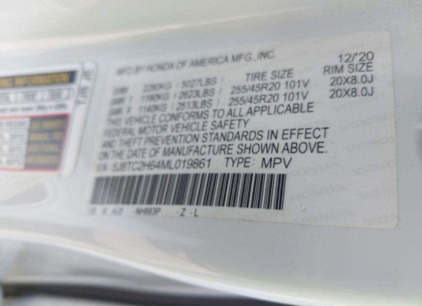 Photo 9 of 2021 Acura Rdx A-SPEC PACKAGE (VIN 5J8TC2H64ML019861)