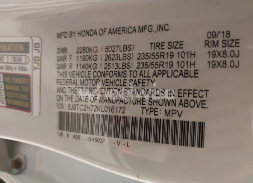 Photo 9 of 2019 Acura Rdx ADVANCE PACKAGE (VIN 5J8TC2H72KL016172)