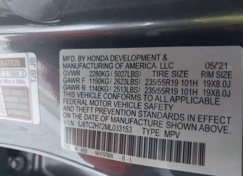 Photo 9 of 2021 Acura Rdx ADVANCE PACKAGE/PMC EDITION (VIN 5J8TC2H72ML033153)