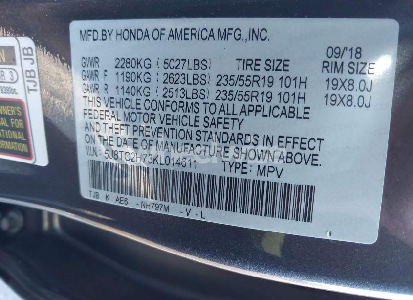 Photo 9 of 2019 Acura Rdx ADVANCE PACKAGE (VIN 5J8TC2H73KL014611)