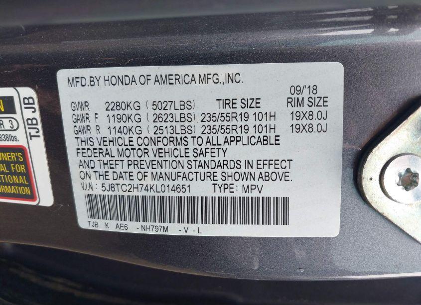 Photo 9 of 2019 Acura Rdx ADVANCE PACKAGE (VIN 5J8TC2H74KL014651)