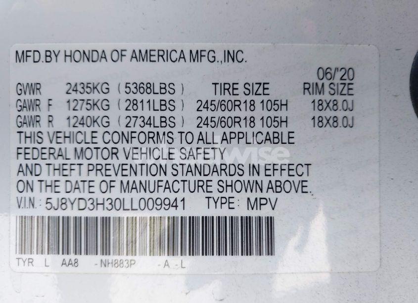 Photo 9 of 2020 Acura Mdx STANDARD (VIN 5J8YD3H30LL009941)