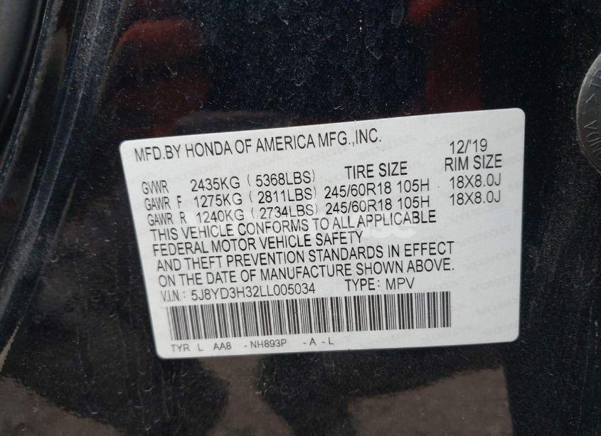 Photo 9 of 2020 Acura Mdx STANDARD (VIN 5J8YD3H32LL005034)