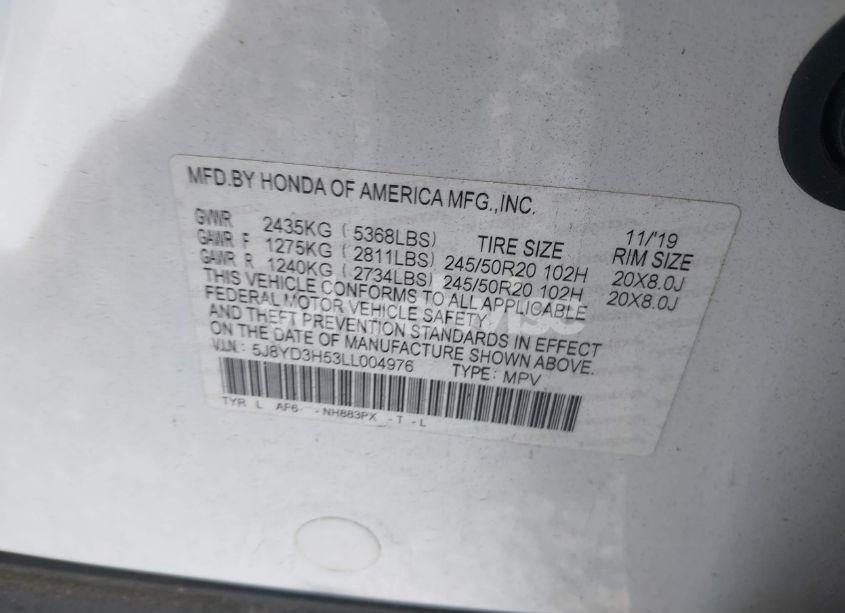 Photo 9 of 2020 Acura Mdx TECHNOLOGY PACKAGE (VIN 5J8YD3H53LL004976)