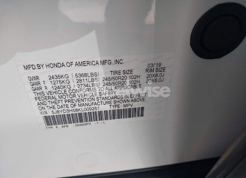 Photo 9 of 2019 Acura Mdx TECH PKG (VIN 5J8YD3H58KL009251)