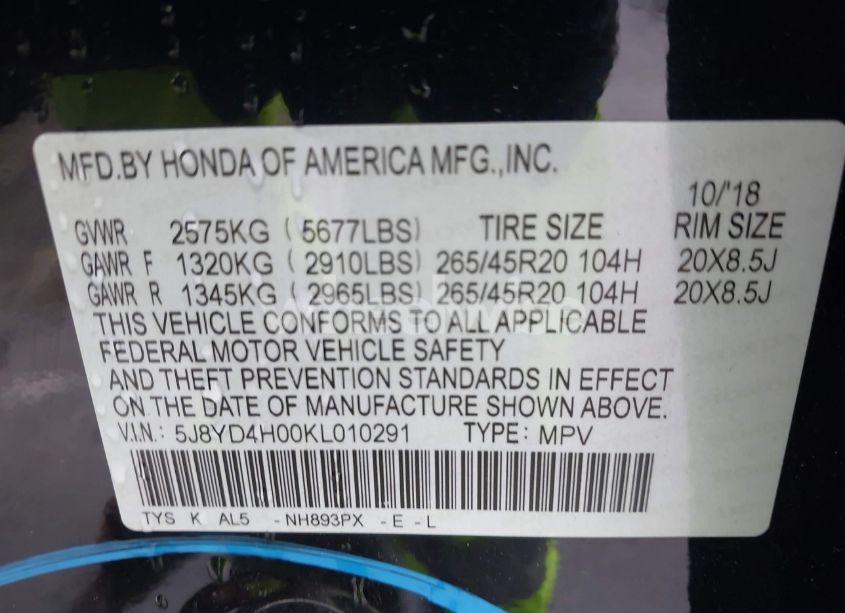 Photo 9 of 2019 Acura Mdx (VIN 5J8YD4H00KL010291)