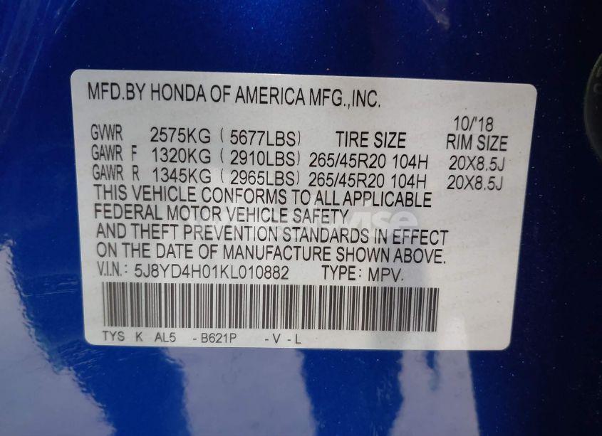 Photo 9 of 2019 Acura Mdx TECH A-SPEC PKGS (VIN 5J8YD4H01KL010882)