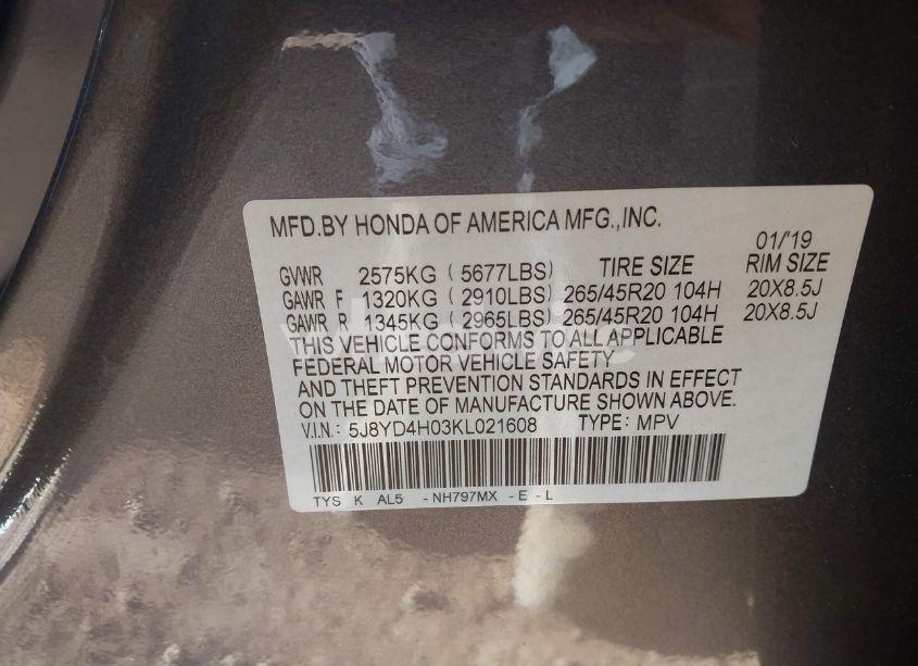 Photo 9 of 2019 Acura Mdx TECH A-SPEC PKGS (VIN 5J8YD4H03KL021608)