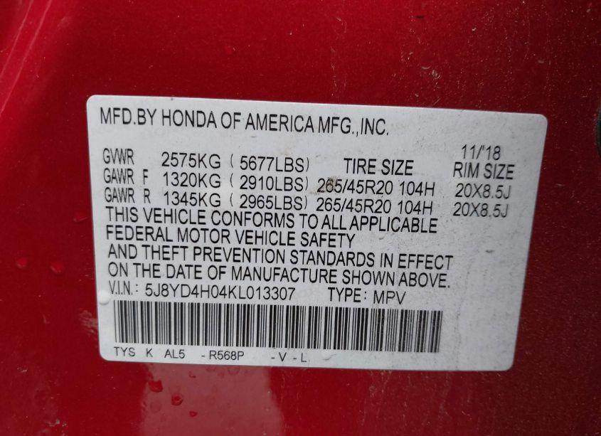 Photo 9 of 2019 Acura Mdx (VIN 5J8YD4H04KL013307)