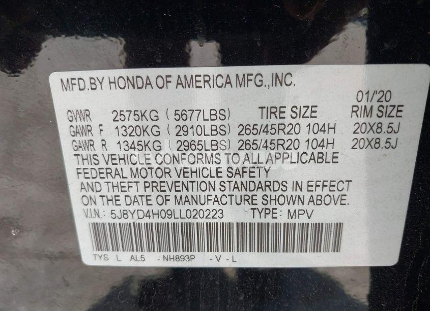 Photo 9 of 2020 Acura Mdx TECHNOLOGY A-SPEC PACKAGES (VIN 5J8YD4H09LL020223)