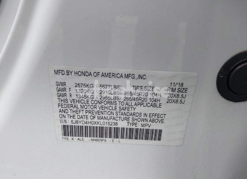 Photo 9 of 2019 Acura Mdx TECH A-SPEC PKGS (VIN 5J8YD4H0XKL015238)