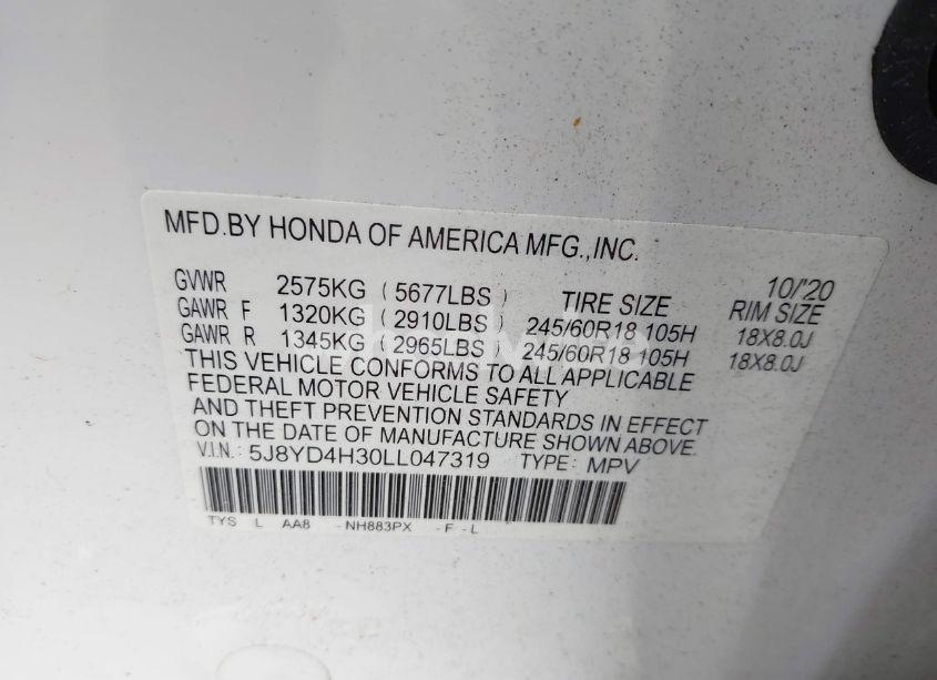Photo 9 of 2020 Acura Mdx STANDARD (VIN 5J8YD4H30LL047319)