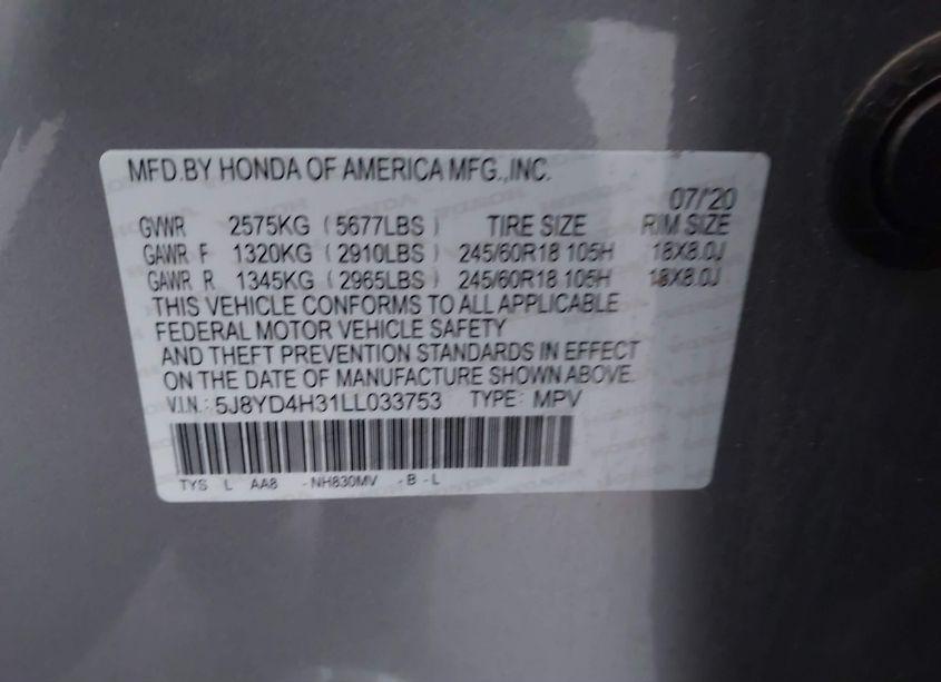 Photo 9 of 2020 Acura Mdx STANDARD (VIN 5J8YD4H31LL033753)