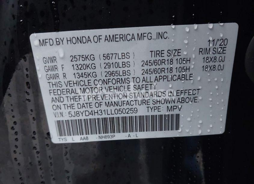 Photo 9 of 2020 Acura Mdx STANDARD (VIN 5J8YD4H31LL050259)