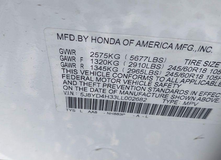 Photo 9 of 2020 Acura Mdx STANDARD (VIN 5J8YD4H33LL002682)