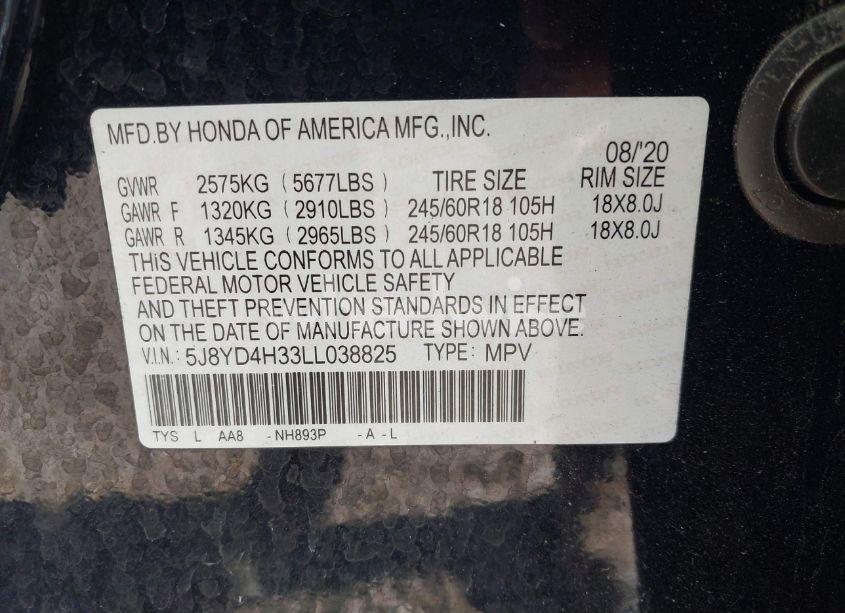 Photo 9 of 2020 Acura Mdx STANDARD (VIN 5J8YD4H33LL038825)
